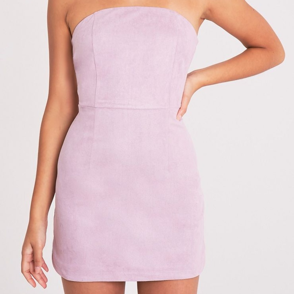PrettyLittleThing Purple Suede Bodycon Dress
